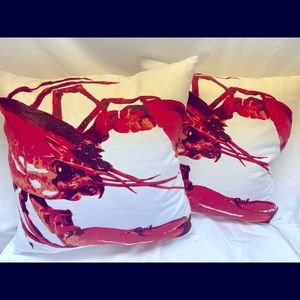 Tommy Bahamas Lobster Outdoor Throw Pillows set of 2 18”x18” Down NWOT
